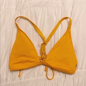 Yellow/Mustard VS Pink Triangle Lace-Up Bikini